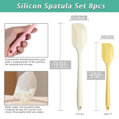 6 Pack Silicone Spatulas 10.9 in Large & 8.2 in Small, Nonstick Heat Resistant Mixing Tools for Baking Cookware - color: 6 Pcs large&small