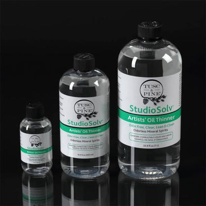 Tusc & Pine StudioSolv™ Odorless Mineral Spirits 3.4oz (100ml) | Purified Odor-Free Spirit Solvent For Thinning Oils, Artists, Painting Thinner, Professionals, & More!