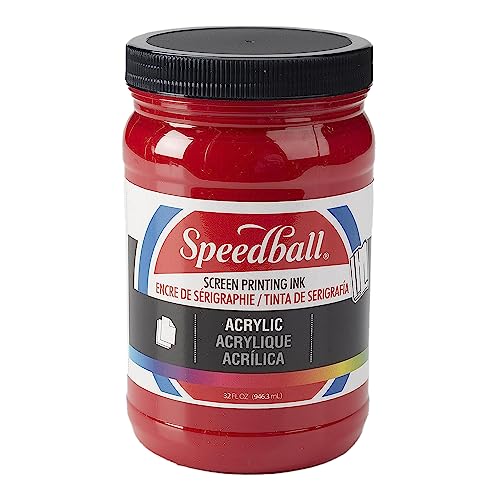 Speedball 004647 Acrylic Screen Printing Ink, 32 fl. oz, Dark Red - color: Dark Red