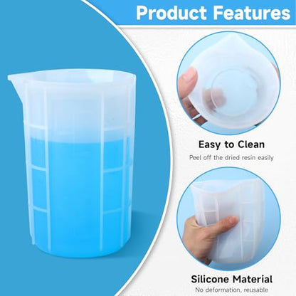 Gartful 700ml Extra Large Silicone Cups, 23OZ Reusable Resin Measuring Cups for Epoxy, Jewelry Casting Molds, Acrylic Paint Pouring, Waxing, DIY Craft Project, 4PCS - size: 700ml*4