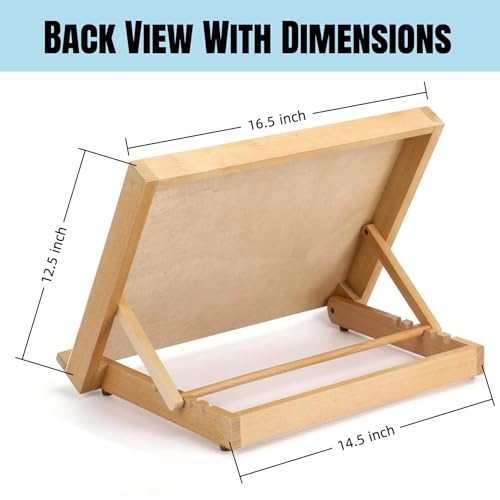 12.5"x16.5" Foldable Beechwood Tabletop Painting Easel | Portable Drafting Table & Art Stand, 5-Position Desk Easel With Smooth Art Board For Studio Sketching, Art Supplies
