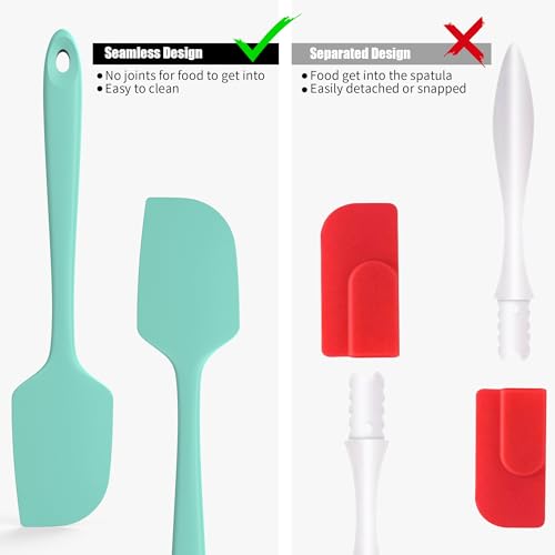 Doosu 600°F Heat Resistant Silicone Spatula Scrapers (Set of 3, Aqua Sky) | Food Grade Kitchen Rubber Baking Cooking Tool Nonstick Utensil Set for Mixing, Scraping, Folding, Stirring, Serving - color: Aqua Sky, size: Set of 3