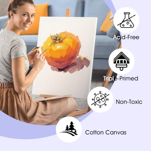 ESRICH Stretched Canvas for Painting 12x16 Inch, 16 Pack Blank Canvas Bulk-5/8 in Profile Primed Cotton White Canvases for Painting for Oil & Acrylic Paint - size: 12X16IN 16 Packs