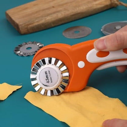 16pack Rotary Cutter Blades for Fabric, 45mm/1.77inch Circle Round Edge Rotary Replacement Blades 8 Refill Steel & 8 Titanium Coated Rotary Knife for Arts Crafts Scrapbooking Sewing Cutting Paper - color: Set 6 - 16pack