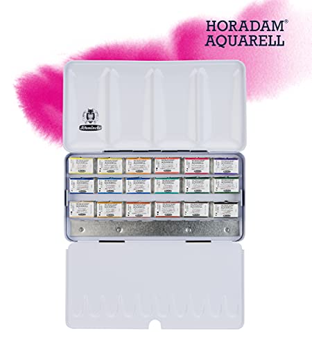 Schmincke Horadam Aquarell 18 x 1/1 pans, 74318097 | watercolor metal box, space for 6 x 1/1 or 12 x 1/2 pans - style: 18 x 1/1 pans