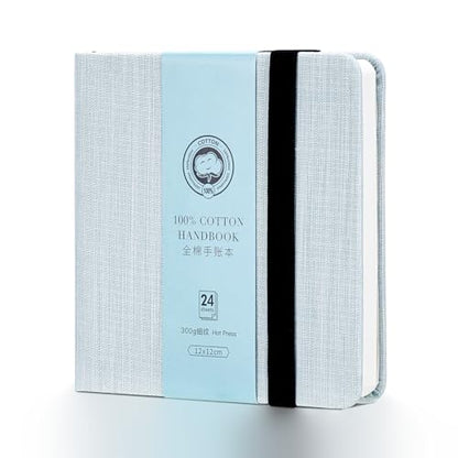 Lightwish Square Watercolor Journal,100% Cotton,300gsm/140lb,Acid-Free,24 Sheets Hot Press Watecolor Paper Sketchbook for Artists Adults Students,4.7 * 4.7 Inches - color: Grey