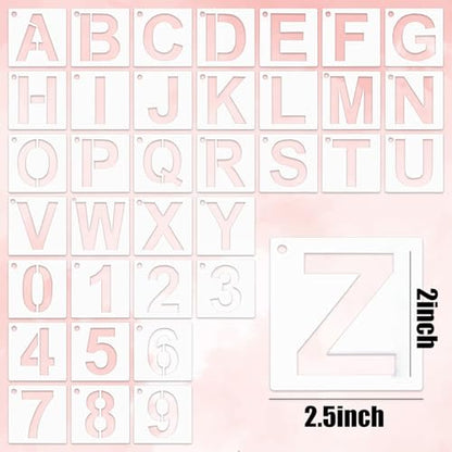 2 Pack 72 Pcs Plastic Letter Number Stencils Set, for Sign Making | Easy to Clean, PET Material, Brushes, Watercolor Pens, Markers, Spray Guns, Easy to Use, long-lasting, Interlocked Design