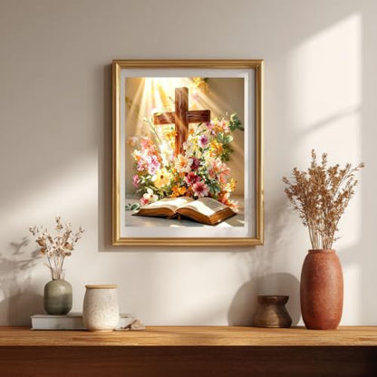 Gemozaic Cross Paint by Numbers Kit for Adults, Floral Book, 16 x 20 Inch - color: MT23239