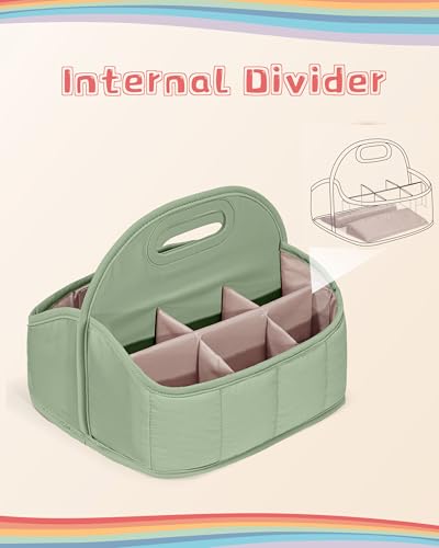 Rexmica Large Marker Caddy Organizer Case Bag for 210-400 Markers, Green | 12 Zones, Full-opening, Removable Base, Top handle, Multipurpose Marker Storage Bag for Adults, for Cosmetic/Sewing/Art Craft - color: Green