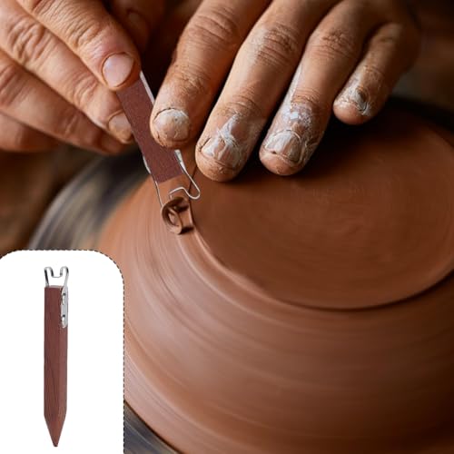 AHANDMAKER Pottery Trimming Tool Pottery Clay Foot Shaper Clay Bottom Trimming Tools DIY Sculpting Porcelain Tool Bottom Shaping Ceramic Modeling Ring Foot Scraper for DIY Projects Precision Crafting - size: 128x18x12.5mm