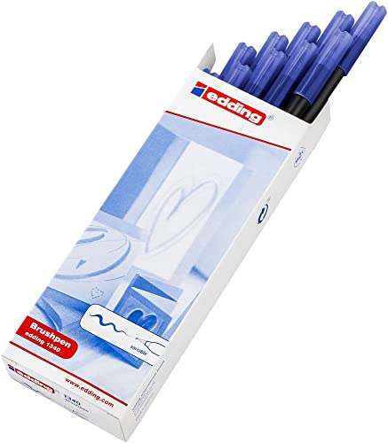 edding e-1340 Felt-Tip Pens Pack of 10 with Flexible Tip blue - color: 03: 10 Pens - Blue