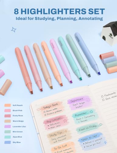 SUNEE Pencil Case with Supplies, 35PCS Aesthetic Stationery Set with Pastel Highlighters, Black Gel Pens, Mechanical Pencils & Refills, College School Supplies for Students Girls Blue Checkered - color: Blue Checkered, style: 35 Pack