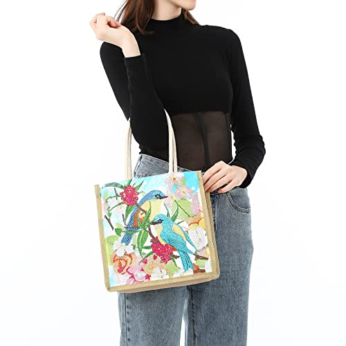 DOOSAI Diamond Painting Canvas Tote Bags 4 Pack Boho Diamond Dots Art Kits Shoulder Bags 5D DIY Handbags Handmade Gifts Reusable Shopping Bags with Handle for Women Adults(Bird Butterfly Mandala Love) - color: 4 Pack Birds Butterfly Mandala-Flower Love
