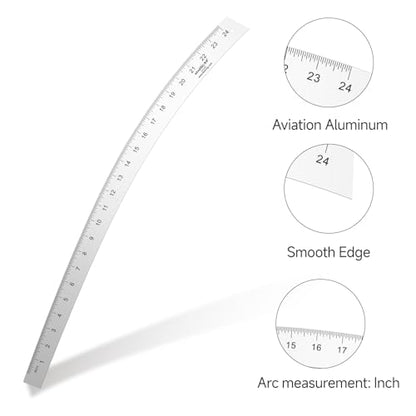 KEARING 24" Aviation Aluminum Hip Curve Ruler for Pattern Making Sewing | Heavy-duty aviation aluminum 24" curve ruler with dual-sided scales for left & right hand. Smooth pattern making tool - style: 6324A