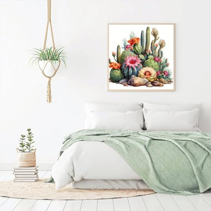 Cactus Diamond Art Painting Kits for Adults - Plant Flower Round Full Drill Diamond Dots Paintings for Beginners, 5D Paint with Diamonds Pictures Gem Art Painting Kits DIY Crafts Project 14x14inch - color: cactus
