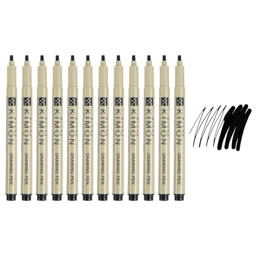 PATIKIL Fineliner Pens, 3mm Bold Tips Drawing Pen Waterproof Inking Markers Liner Artist Watercolor Supplies Drawing Kit for Adult Sketching Journaling, Pack of 12 - style: 3mm Bold Tip
