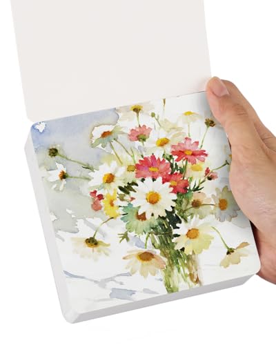 Lightwish 60 Sheets Mini Watercolor Sketchbook 4.7 x 4.7 inch Hot Press 300gsm/140lb, Travel Size Portable Tearable Square Painting Notebook, Square Watercolor Sketch Book Art Paper Sketchbook - size: 4.7 x 4.7 inch