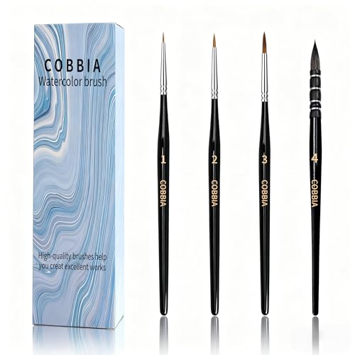 Professional Watercolor Sable, Squirrel Hair Paint Brushes, Mop Round Tip Detail Paintbrush Set for Oil Painting, Gouache, Detailing, Acrylic