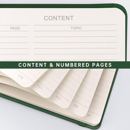 AHGXG Lined Journal Notebook, 192 Numbered Pages, A5 Size (5.7'' x 8.3'') - color: Dark Green, style: Lined