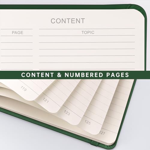 AHGXG Lined Journal Notebook, 192 Numbered Pages, A5 Size (5.7'' x 8.3'') - color: Dark Green, style: Lined