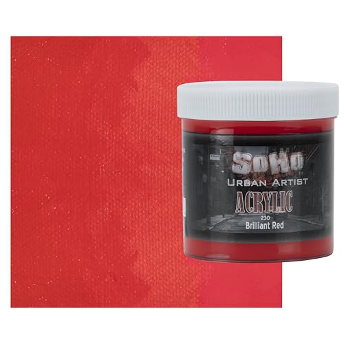 Soho Urban Artist Heavy Body Acrylic Paint - 500 ml Jar - Brilliant Red - Thick, Rich Color, Excellent Coverage, Professional Quality - Artists Acrylic Paint - color: Brilliant Red, size: 16.91 Fl Oz (Pack of 1)