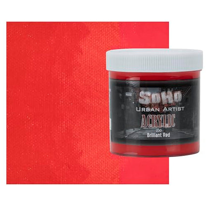 Soho Urban Artist Heavy Body Acrylic Paint - 500 ml Jar - Brilliant Red - Thick, Rich Color, Excellent Coverage, Professional Quality - Artists Acrylic Paint - color: Brilliant Red, size: 16.91 Fl Oz (Pack of 1)