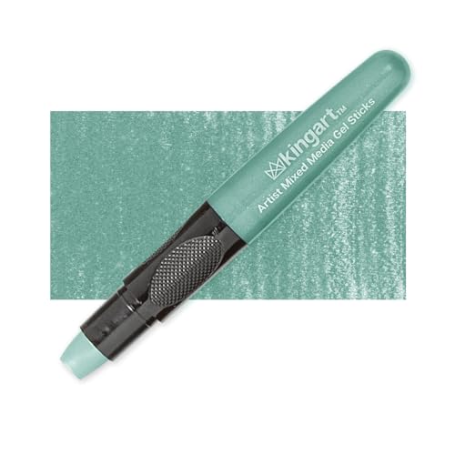 KINGART GS054-1 Metallic Mixed Media Gel Stick Crayon, Green | 1-Piece Artist Crayon: Brush on water for watercolor effects; odorless and non-toxic - color: Metallic Green