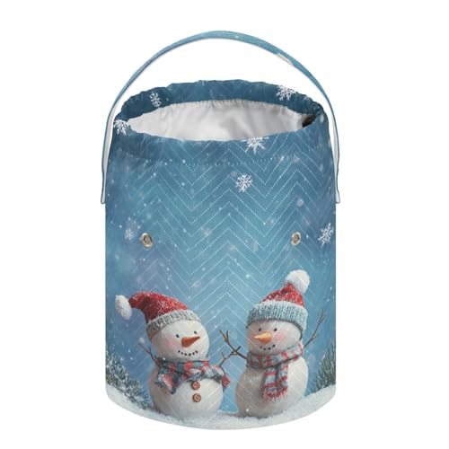 Yarn Bag Small Crochet Bag Drawstring Yarn Storage Organizer Knitting Project Bags Potable Yarn Holder with Holes Handle Crocheting Needles Knitting Accessories Blue Snowmen - color: Blue Snowmen