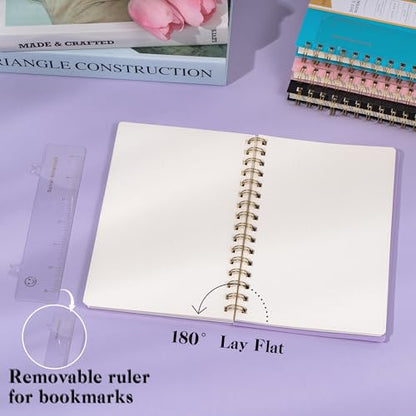 Yoment Dot Grid Spiral Notebook A5 Spiral Bullet Dotted Journal 160 Pages | Thick Dot Paper Notebooks Plastic Hardcover Spiral Notebook 5x7 Wire Bound Notebooks for Work School Office Supplies, Purple - color: Purple, style: B - Dotted - A5