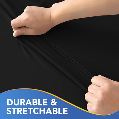 Card Table Covers Square Fitted Elastic Table Cloth-2 Pack Black 34x34 Inch | Spandex Stretch Windproof Washable Folding Card Tablecloths-Small Topper Outdoor Camping Dining Patio Kitchen Banquet Party - color: Black, size: 34'' x 34'' | 2 Pack