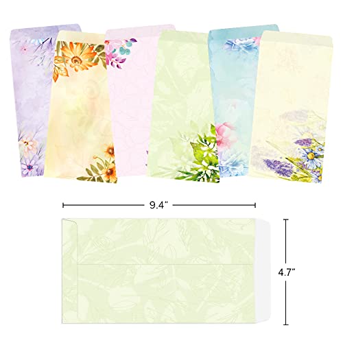 Paper Master Envelope Set 12 Packs Of Flora Letter Envelopes, Decorated Printer Stationery Paper Sets, With a Variety Of Designs And Automatic Aealing，9.7X4.7Inches - style: Envelopes Set