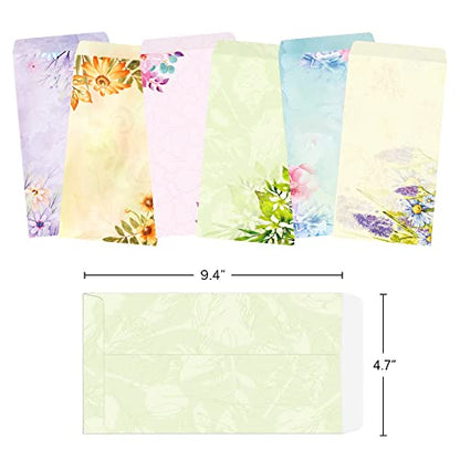 Paper Master Envelope Set 12 Packs Of Flora Letter Envelopes, Decorated Printer Stationery Paper Sets, With a Variety Of Designs And Automatic Aealing，9.7X4.7Inches - style: Envelopes Set
