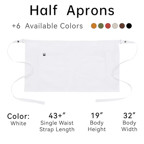 Waist Apron for Men Server Bistro Half 4251BY - color: White, size: 1 Pack