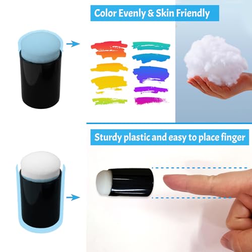 Daily Treasures 20Pcs Finger Sponge, Finger Sponge daubers with 8Pcs Vegetables and Fruits Stencil Templates for Arts and Craft Painting Projects-Daubers for Stamping, Drawing, Ink, Card Making