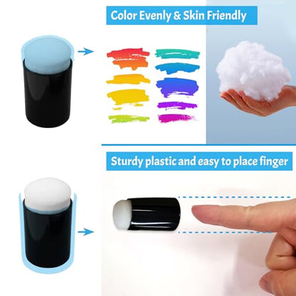 Daily Treasures 20Pcs Finger Sponge, Finger Sponge daubers with 8Pcs Vegetables and Fruits Stencil Templates for Arts and Craft Painting Projects-Daubers for Stamping, Drawing, Ink, Card Making