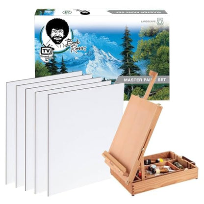 Jerry's Artarama Master Artist Oil Paint Set Includes Wood Art Supply Carrying Case Sketchbox w/Easel & 5-Pack 12x16 Canvas Panels for Painting