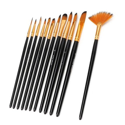 12Pcs Special Shape Art Brush Set, Premium Nylon Filaments Painting Brushes for Watercolor, Gouache, Oil Painting and Handmade Craft Use