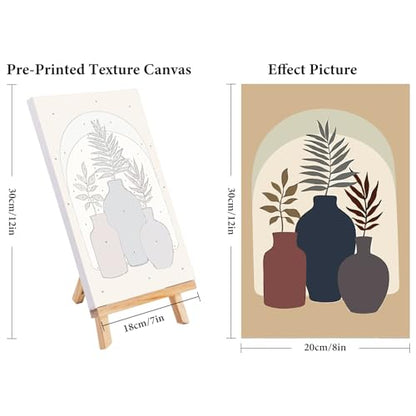 4 Pack Framed Paint by Numbers Kit for Adults Plant with Wooden Easel - color: FOP4P-09