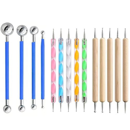 14Pcs Ball Stylus Pottery Tool Set, Blue Embossing Tool, Dual-Ended Multi-Size Clay Sculpting Dotting Tools, Professional Modeling Tools for Pottery, Polymer Clay, Nail Art, Fondant & DIY Crafts - color: Blue