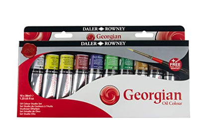 Daler-Rowney Georgian 10-Tube Studio Artist Oil Paint Set - Painting Set for Canvas Paper and More - Oil Painting Supplies for Artists and Students - Oil Paints for All Skill Sets - style: 10 Pack Studio
