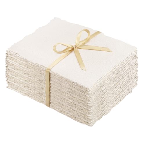 100 Pcs Watercolor Paper 2.5 x 3.5in, 300 GSM Handmade Deckled Edge Paper | 140 lb/300gsm, Deckled Edge Paper, Rough/Textured Handmade Paper, for Watercolors Wedding Invitations Cards Crafts - size: 2.5×3.5 inch
