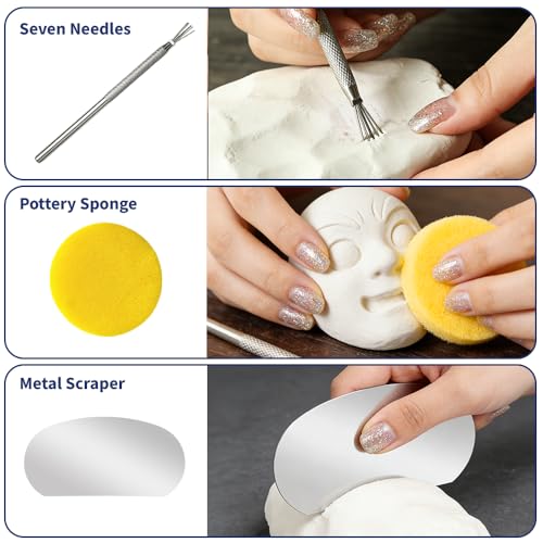 OSBANG Air Dry Clay Glaze and Tools Kit, 100ml Gloss Clear Varnish with 29-Piece Clay Sculpting Set, Protective Top Coat for Polymer Clay and Acrylic Paintings, for Crafting and DIY Projects - size: Gloss Glaze Tool Kit
