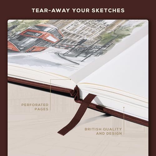 Beechmore Books A4 8.5x11 Mixed Media Sketchbook 160 GSM/98LB with Gift Box - color: Chestnut Brown, size: A4 - 8.5" x 11.5" Large