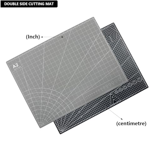 23" x 17" Self Healing PVC Cutting Mat, A2-Black or Gray | Large, Double Sided, Gridded Rotary Cutting Board, For Craft, Quilting, Fabric, Scrapbooking, Sewing - color: A2-Black or Gray