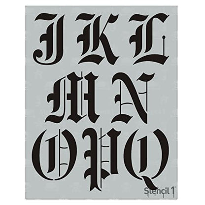 Stencil1 Old English Font Stencil 3" Alphabet Letters Painting Craft - size: 3" Letters