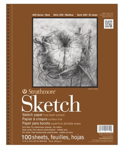 Strathmore 455-4 400 Series Sketch Pad, 11"x14" Wire Bound, 100 Sheets - size: 11x14, style: 100 Sheets