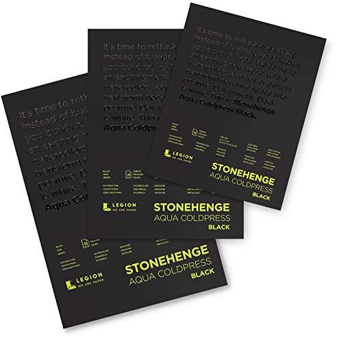 Stonehenge Aqua Black Medium Weight Pad, 140lb, Coldpress, 5 x 7 Inches, 15 Sheets for Wet and Dry Media - size: 5 x 7