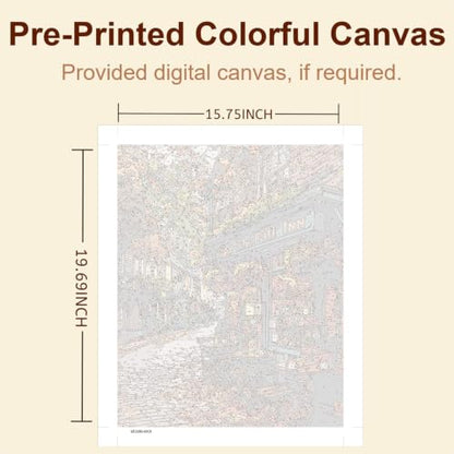 Gemozaic Fall Paint by Numbers Kit for Adults, Street Landscape, 16 x 20 in - color: MT23099
