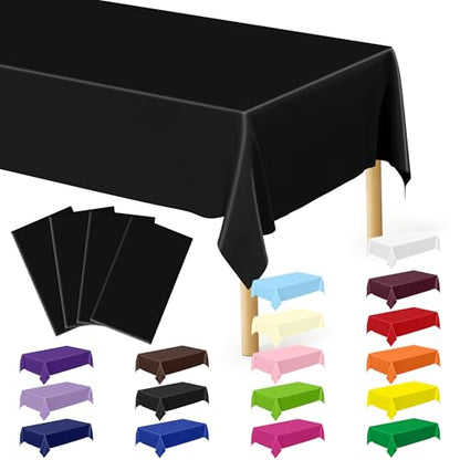 QZYL 4 PCS Picnic Table Cover with Bench Covers, Black Plastic Table Cloths, 54 X 108 in Disposable Waterproof Rectangle Table Covers for Camping Birthdays Weddings Parties Christmas - color: Black, size: 4pcs 54x108 in