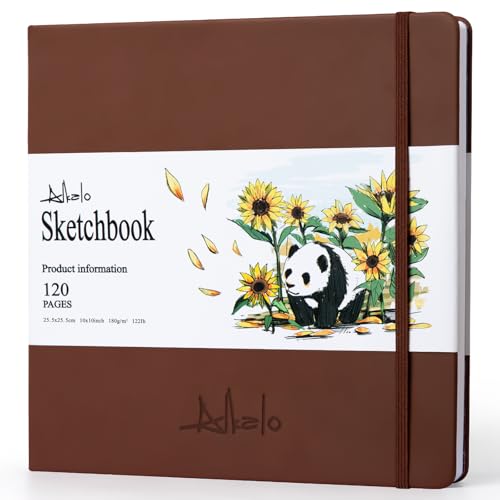 Sketchbook for Drawing, 120 Pages Sketch Book, 122LB/180GSM Thick Paper - color: Brown, size: Large (10×10INCH)